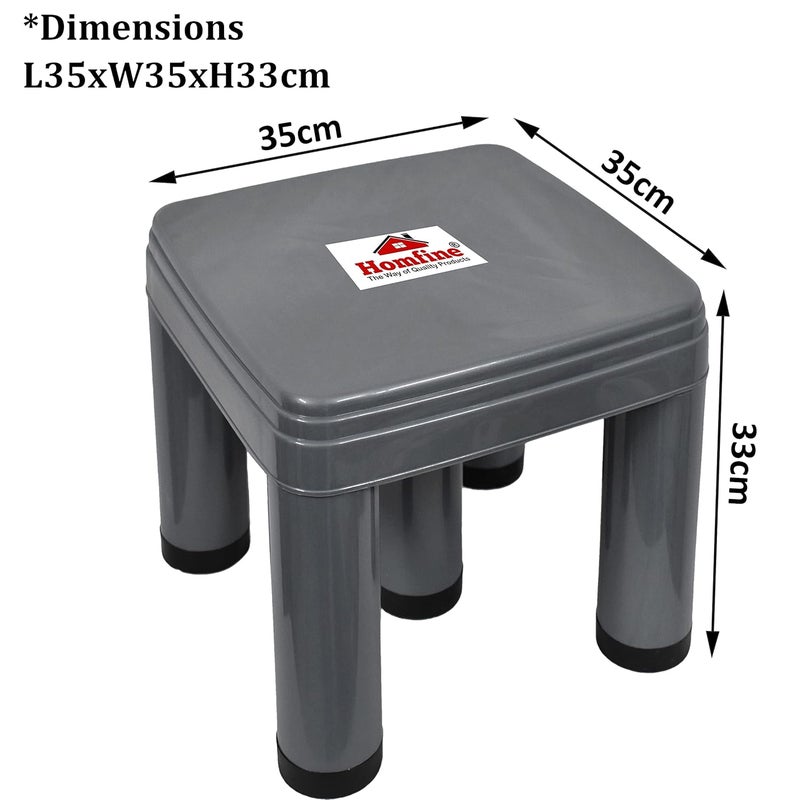 Homfine Homfine 5 Legs Strong Patla X-Large Bath Stool for Multiple Use in Bathroom, Home, Kitchen, Office (35x35x32.5cm, Square, 1Pc) - Grey  - Image 3