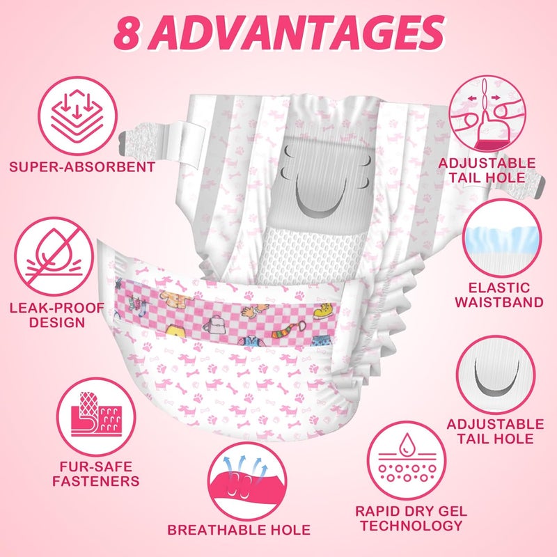 Dono Disposable Pet Diapers Female Dogs Super Absorbent Soft Heating Pee Diapers Liners XXS-M, Including 14-20count Puppy Diapers Dogs Cats (XX Small 60count) - Image 2