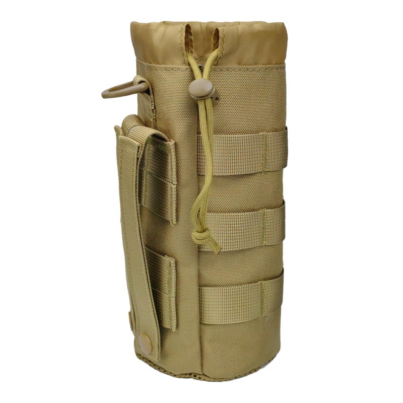Fyelo Tactical MOLLE Bottle Pouch Bag, Travel/Sprots Molle Water Bottle Holder with Drawstring Open Top and Mesh Bottom - Brown - Image 1