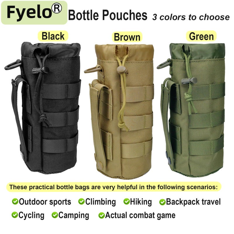 Fyelo Tactical MOLLE Bottle Pouch Bag, Travel/Sprots Molle Water Bottle Holder with Drawstring Open Top and Mesh Bottom - Brown - Image 5