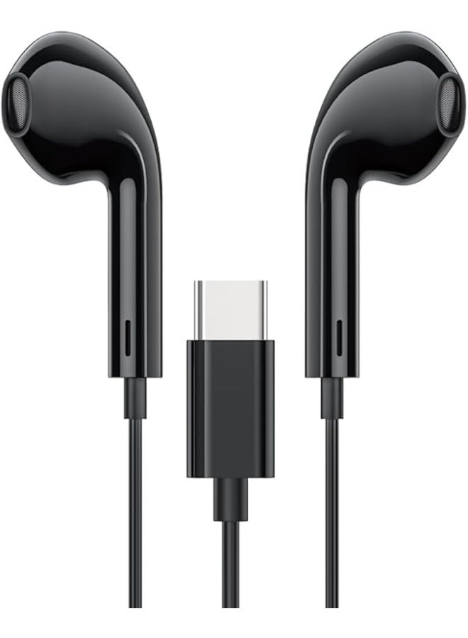 هوكو. سماعات أذن سلكية Crystal Joy Type-C مع ميكروفون، كابل 1.2 متر، تقليل الضوضاء، متوافقة مع Huawei وXiaomi وOnePlus وiPad Pro/Air - أسود - Image 3