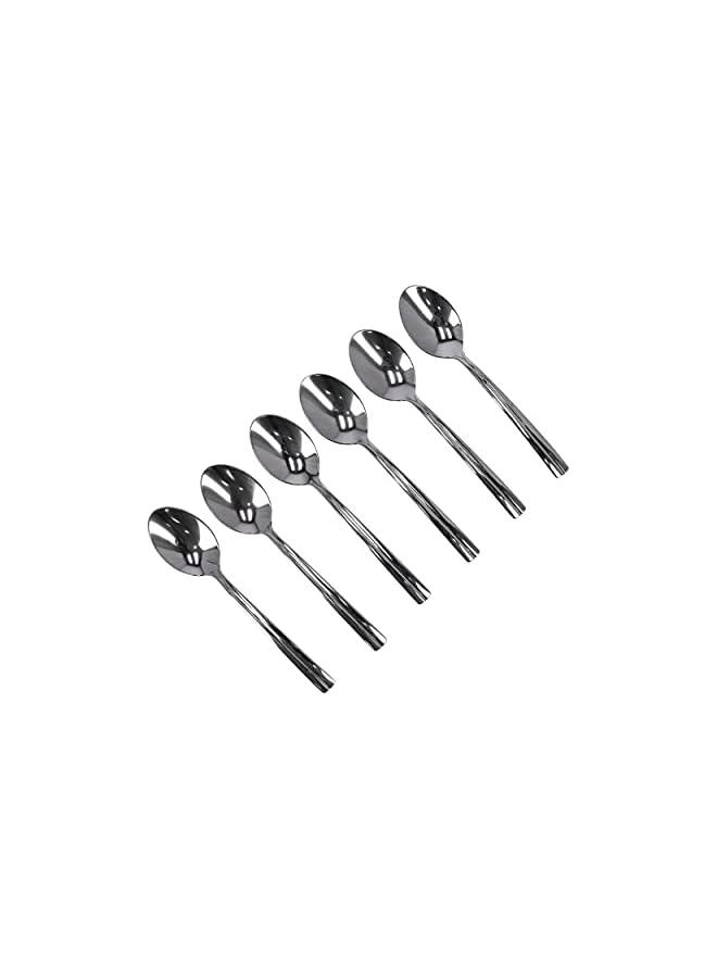 S-TOP 6Pcs Stainless Steel Mocca Spoon Food Grade Material Tea Spoons With Comfortable Handle Dishwasher Safe Perfect For Desserts, Baby Food & More, Silver - Image 2