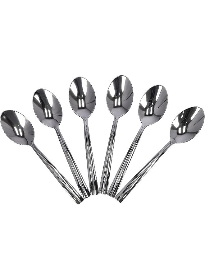 S-TOP 6Pcs Stainless Steel Mocca Spoon Food Grade Material Tea Spoons With Comfortable Handle Dishwasher Safe Perfect For Desserts, Baby Food & More, Silver - Image 1
