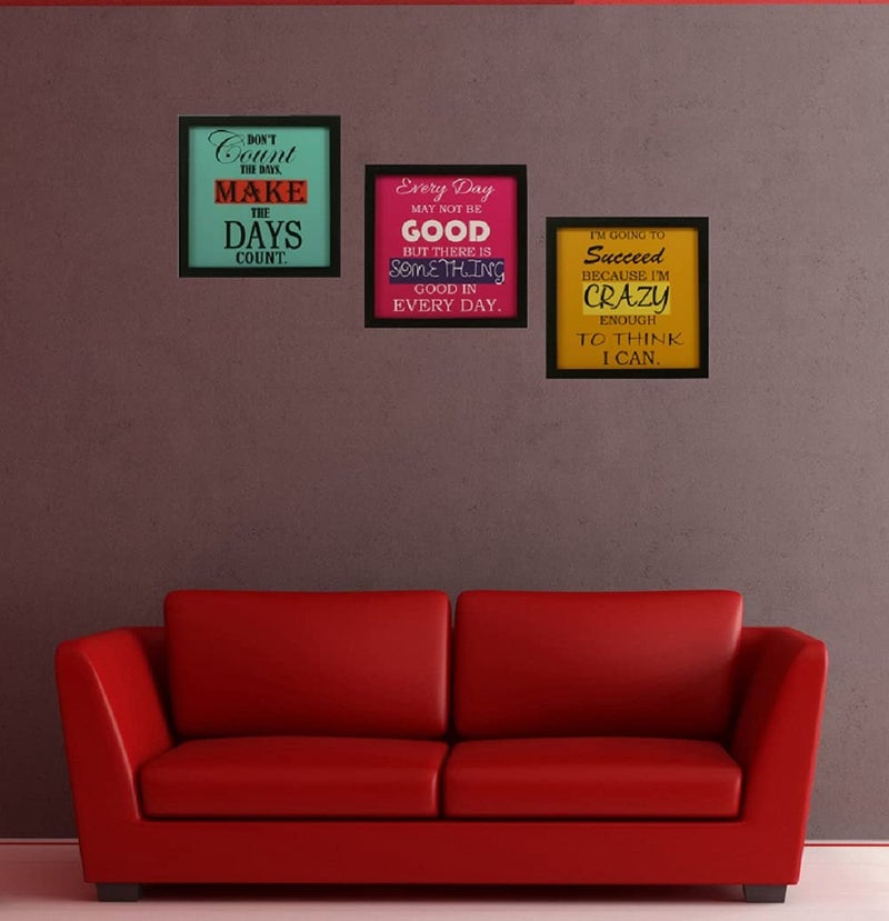 Indianara 3 Piece Set of Framed Wall Hanging Motivational Office Decor Art Prints 8.7 inch X 8.7 inch Without Glass-Multicolour - Image 5