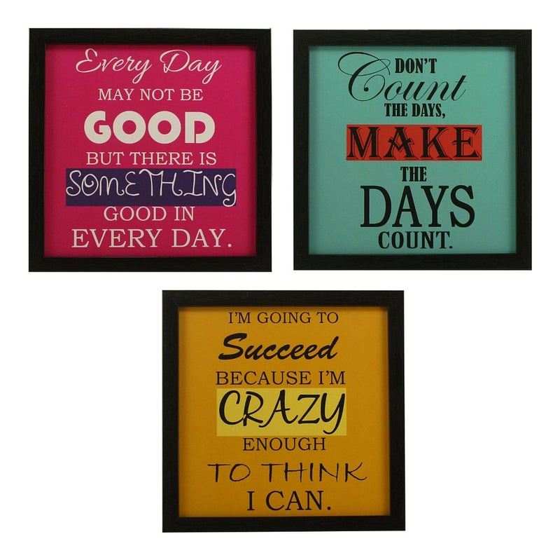 Indianara 3 Piece Set of Framed Wall Hanging Motivational Office Decor Art Prints 8.7 inch X 8.7 inch Without Glass-Multicolour - Image 1