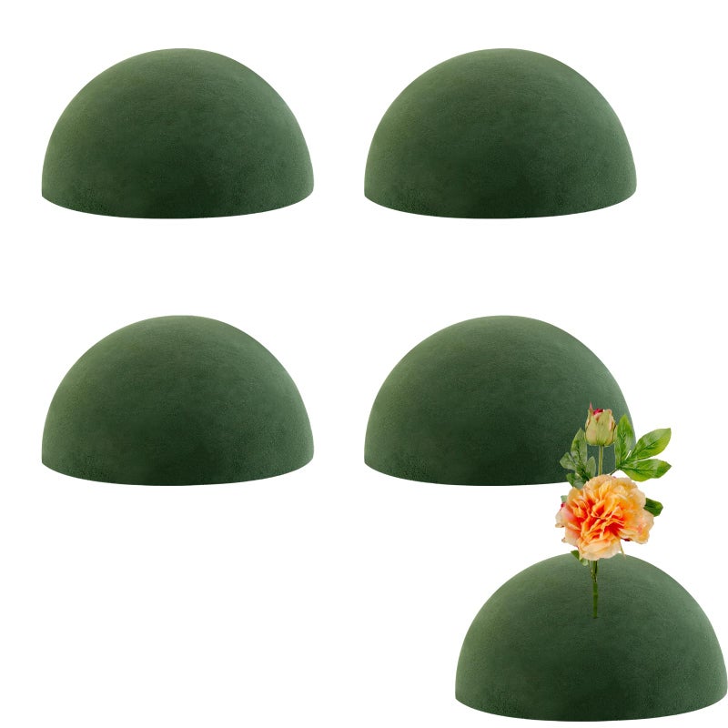 HAKZEON 4 PCS 7.5 Inch Floral Dry Foam Half Ball, Green Foam Half Ball Large, Round Foam Block Green Floral Foam Round Ball for Artificial Plant Arrangement - Image 1