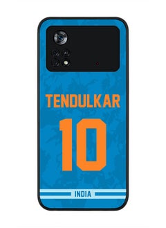 Rugged Black Edge Case for Poco M4 Pro 4G, Slim fit Soft Case Flexible Rubber Edges Thin Cover - Player Name - Sachin Tendulkar, Jersey Number- 10