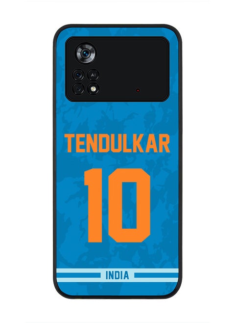 Rugged Black Edge Case for Poco M4 Pro 4G, Slim fit Soft Case Flexible Rubber Edges Thin Cover - Player Name - Sachin Tendulkar, Jersey Number- 10