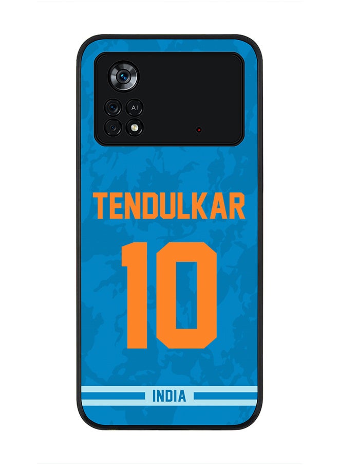 Stylizedd - Rugged Black Edge Case for Poco M4 Pro 4G, Slim fit Soft Case Flexible Rubber Edges Thin Cover - Player Name - Sachin Tendulkar, Jersey Number- 10 - Image 1