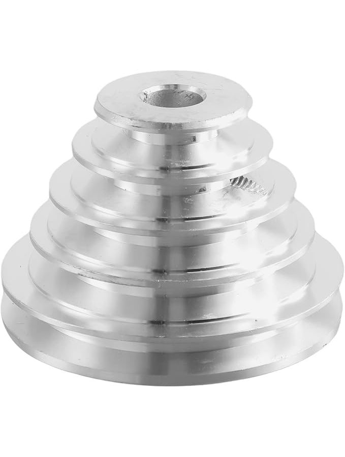 Pagoda Pulley Wheel Aluminum Transmission 5 Step Speed Control For Benchtop Drill Press Compatible With A Type V Shaped Timing Belt Motor Shaft 14mm - Image 1