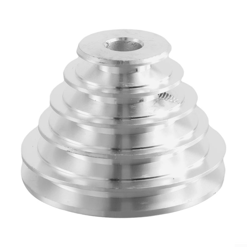 Pagoda Pulley Wheel Aluminum Transmission 5 Step Speed Control For Benchtop Drill Press Compatible With A Type V Shaped Timing Belt Motor Shaft 14mm - Image 2