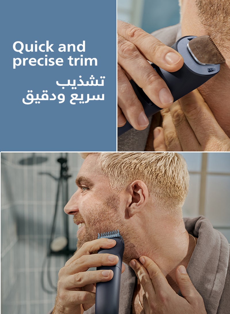 Philips Beard Trimmer BT3665/15 | 40 length settings 0.5–20 mm | Comb lifts hairs for an even trim | 100% washable | 80 min cordless | USB-A charging | Battery indicator Blue - Image 3