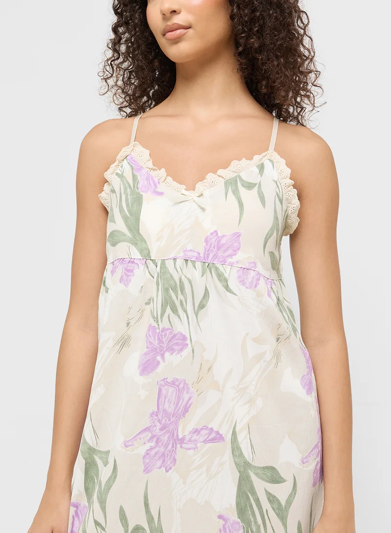 Ginger Lace Detail Floral Slip Dress