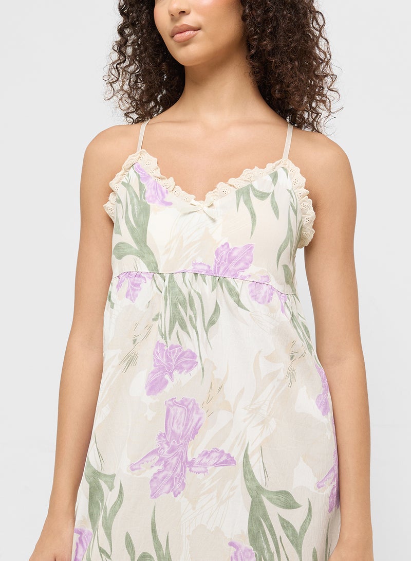 Ginger Lace Detail Floral Slip Dress  - Image 3