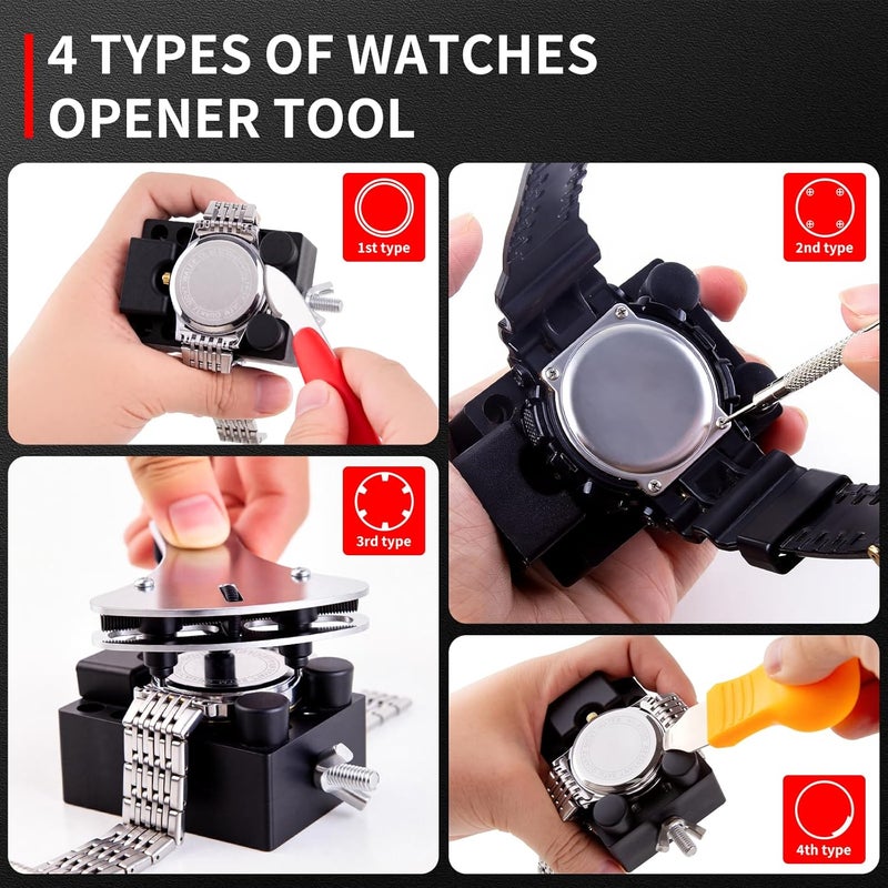 XOOL 151 PCS Professional Watch Repair Tool Kit, Includes Watch Battery Change Kit, Watch Case Opener, Link Remover, Spring Bar Tools, Screwdrivers, and Portable Carrying Case with Instruction Manual - Image 3