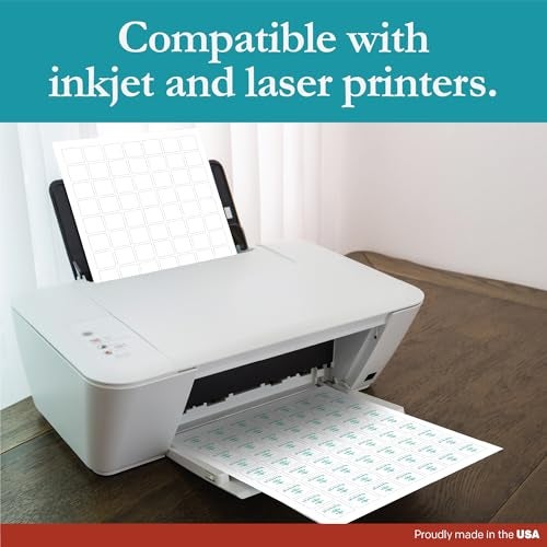Premium Label Supply White Sticker Square Labels – 1" x 1" – Laser/Inkjet Compatible – (63 per Sheet), 25 Sheets – 1575 Total Adhesive Labels - Image 5