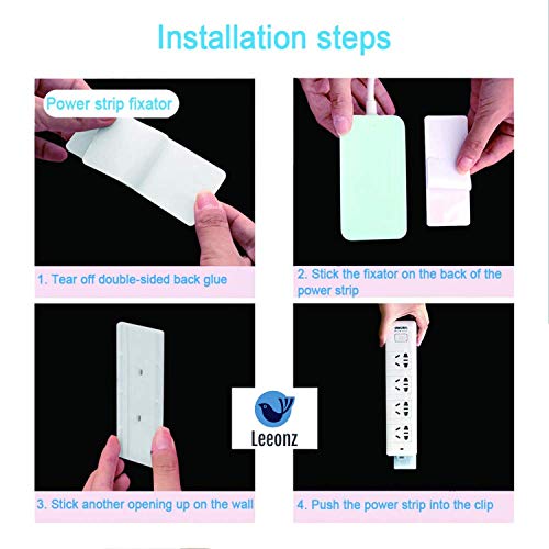 Leeonz Power Board Holder, Self-Adhesive Non-Perforated Holder, Nail-free Seamless Magic Plug Seat Sticker Wall Mount Bracket for Socket, WiFi Router (Set of 4PCS) - Image 4