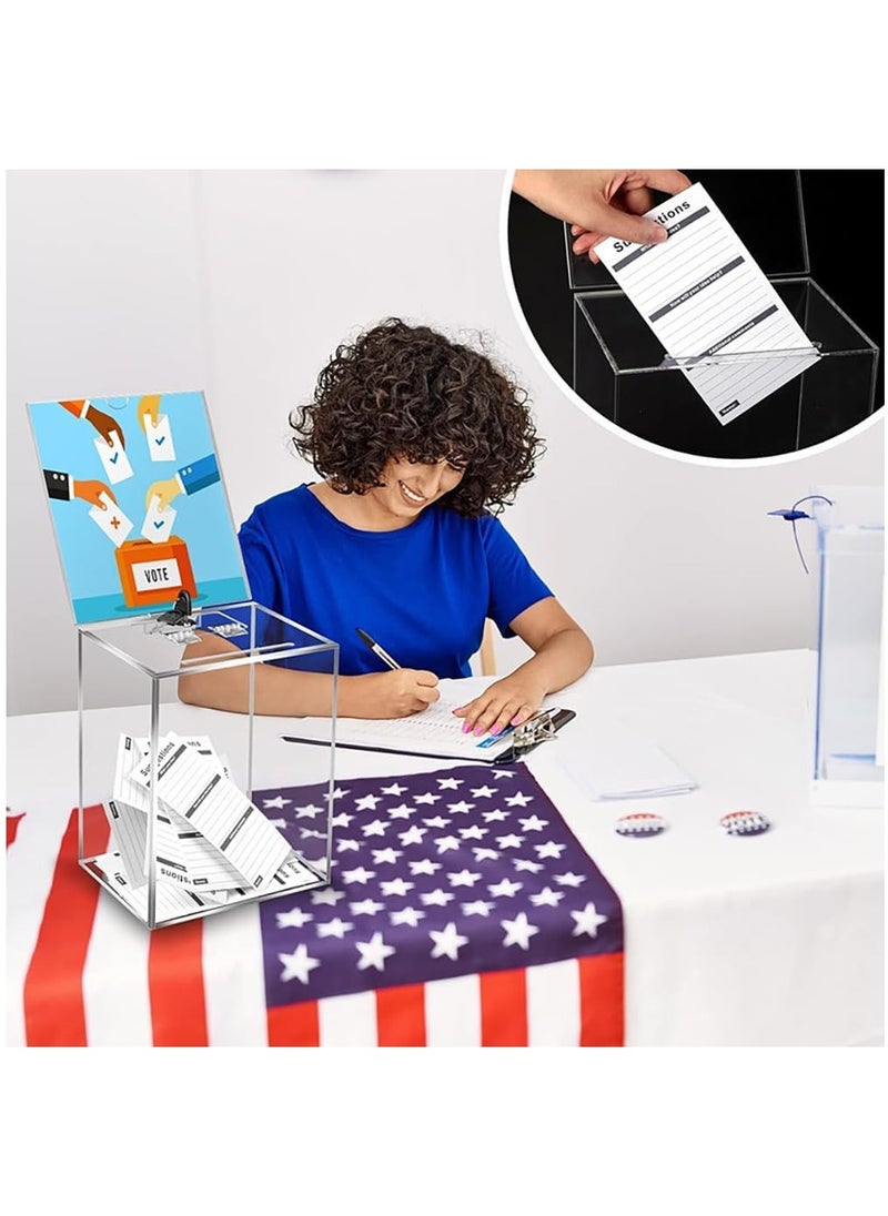 VITION - Acrylic Tip Suggestion Box with Sign Holder & Key Lock, Donation Safe Box 25x20x15cm Clear - Image 1
