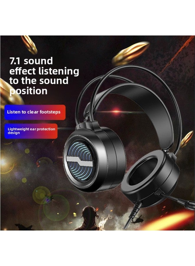 【Outlet】 Headset Gaming Headset Luminous Headset 7.1USB Wired Headset With Microphone-Color:Black -7.1 Channel USB Sound Card Version Glow - Image 2