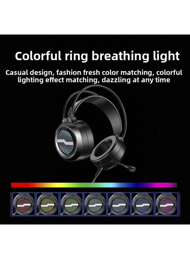 【Outlet】 Headset Gaming Headset Luminous Headset 7.1USB Wired Headset With Microphone-Color:Black -7.1 Channel USB Sound Card Version Glow - Image 3