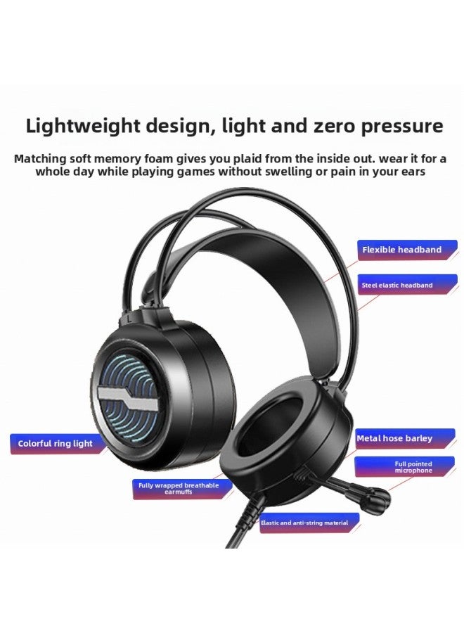 【Outlet】 Headset Gaming Headset Luminous Headset 7.1USB Wired Headset With Microphone-Color:Black -7.1 Channel USB Sound Card Version Glow - Image 4