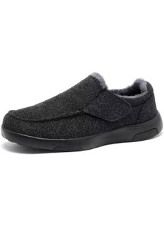 OrthoComfoot Men's Orthopedic Slippers Walking Shoes with Arch Support: Slip On Loafers for Plantar Fasciitis, Casual Flat Feet Hook and Loop Mule Clogs for Foot and Heel Pain Relief