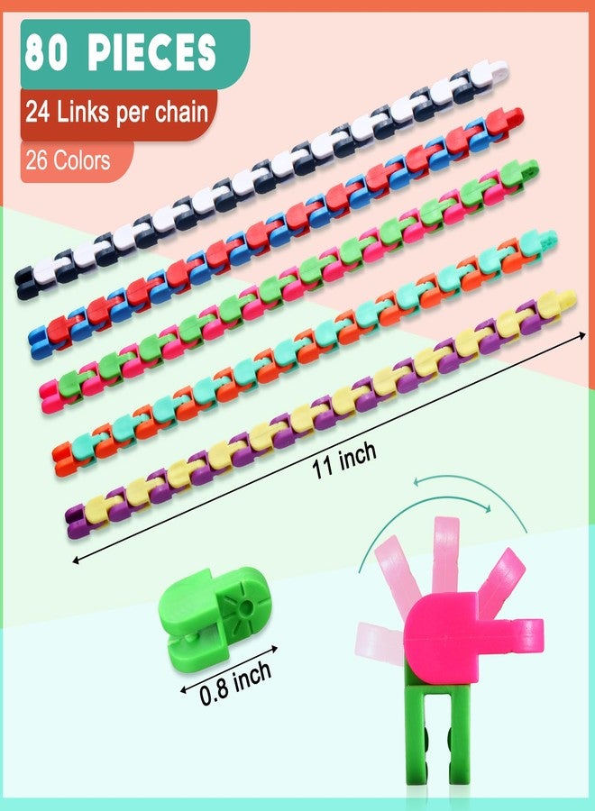 Yunsailing 80 Packs Wacky Tracks Snap Fidget Finger Sensory Snake Puzzles Bike Track Chain Toy Bulk Fidget Toys Snake for Kid Adult Stress Relief Party Classroom Home Travel Multi Color(48 Links) - Image 2