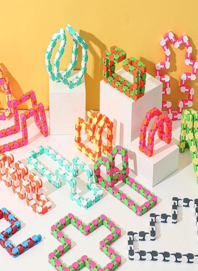 Yunsailing 80 Packs Wacky Tracks Snap Fidget Finger Sensory Snake Puzzles Bike Track Chain Toy Bulk Fidget Toys Snake for Kid Adult Stress Relief Party Classroom Home Travel Multi Color(48 Links) - Image 4