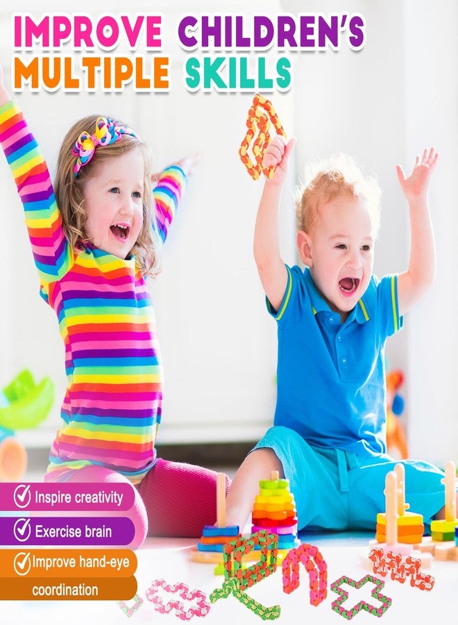 Yunsailing 80 Packs Wacky Tracks Snap Fidget Finger Sensory Snake Puzzles Bike Track Chain Toy Bulk Fidget Toys Snake for Kid Adult Stress Relief Party Classroom Home Travel Multi Color(48 Links) - Image 5