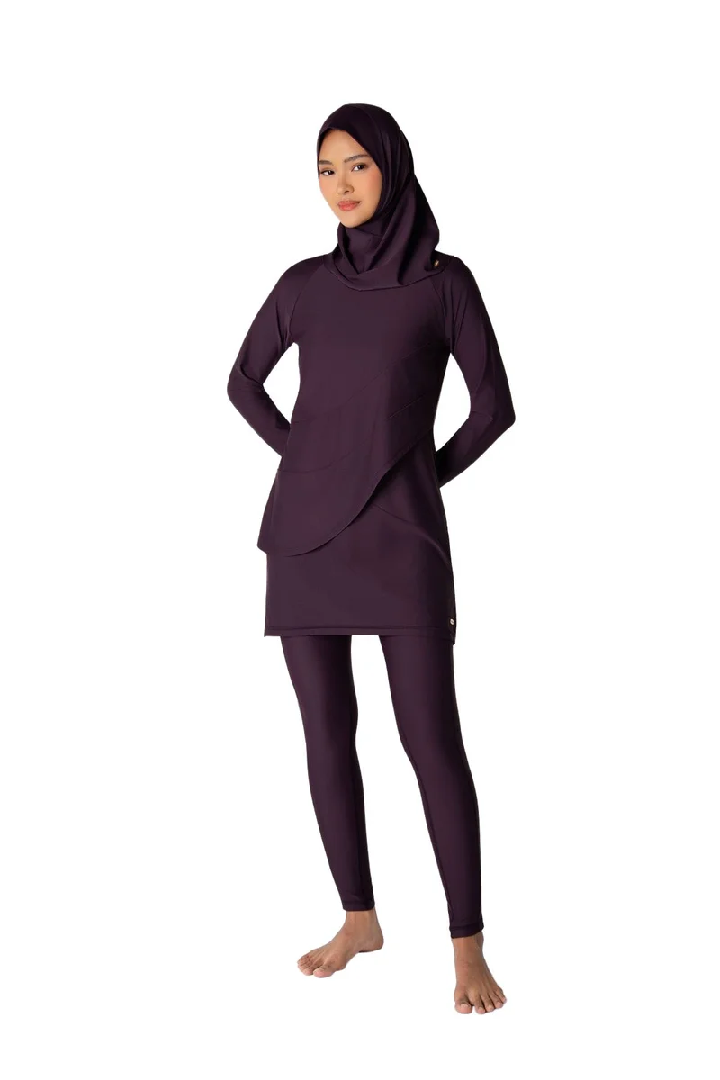 كويجا صن وير COEGA Ladies Modest Swim Suit Three Piece  Set - Midnight Plum