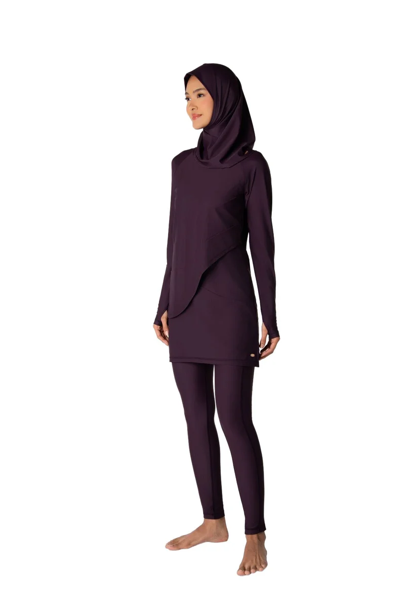 كويجا صن وير COEGA Ladies Modest Swim Suit Three Piece  Set - Midnight Plum