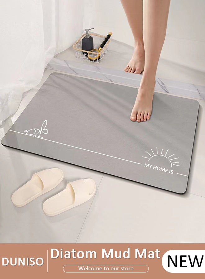 DUNISO Diatom Mud Bath Mat Bathroom Kitchen Rug Mat Extra Soft and Absorbent Bath Rugs Non-Slip Quick Drying Floor Bath Tub Mat for Bathroom Floor Tub and Shower 40*60cm - Image 1