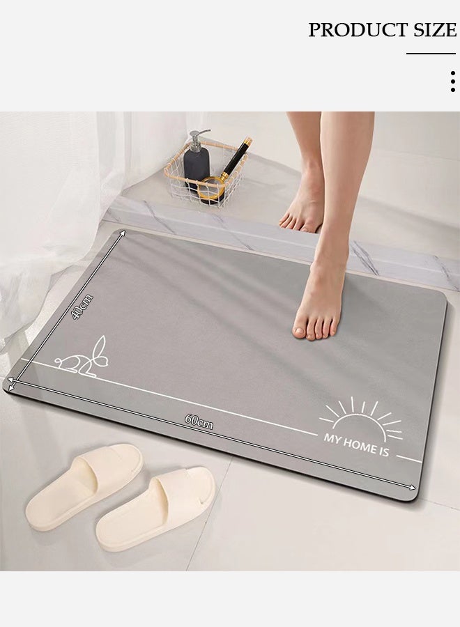 DUNISO Diatom Mud Bath Mat Bathroom Kitchen Rug Mat Extra Soft and Absorbent Bath Rugs Non-Slip Quick Drying Floor Bath Tub Mat for Bathroom Floor Tub and Shower 40*60cm - Image 2