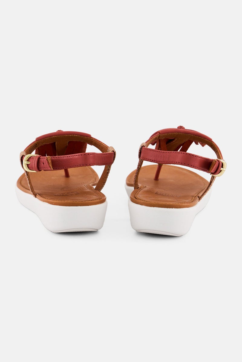 FitFlop Women Tia Fringe Toe Adjustable Buckle Closure Sandals, Rose Red  - Image 2