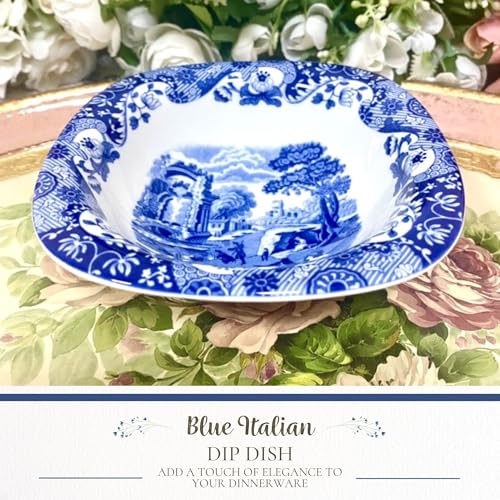 Spode Blue Italian 5-Inch Dip Dish - Porcelain Appetizer Bowl with Traditional Oriental Pattern, Blue & White Accent - Tableware for Serving Sauces, Tapas, Small Bites - Great for Gifting & Parties - Image 2