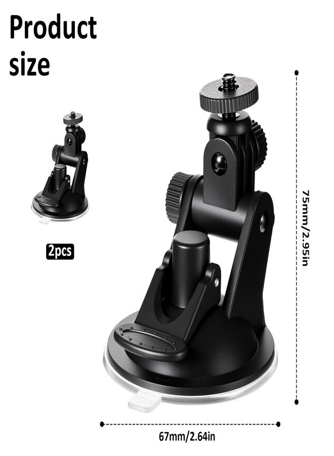 Qulkws 2PCS Dash Cam Suction Cup Mounts, Car Camera Mount, Windshield and Dashboard Suction Cup Mounts, Camera Mount for Car Dashcam, GPS Driving DVR, Phone Bracket, Action Camcorder, Video Recorder - Image 2