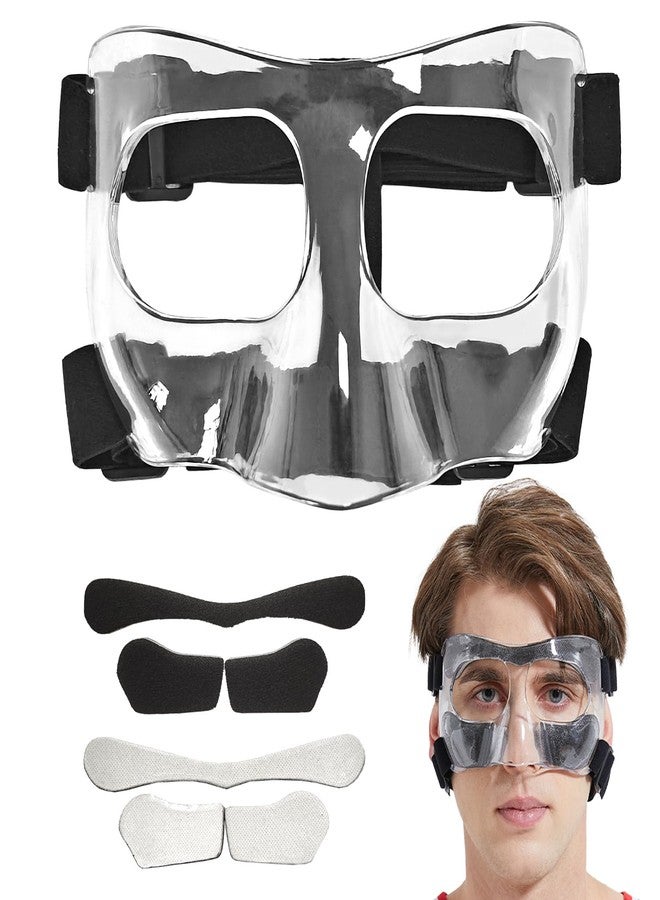 LENASETH Nose Guard for Broken Nose,Adjustable,Face Shield Masks with Padding,Suitable for Adults and Teenagers,Basketball, Soc CER,and Other Sports Clear Close - Image 1