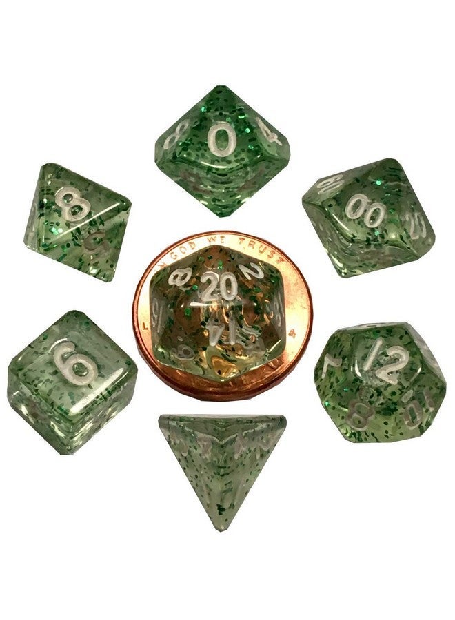 Metallic Dice Games Ethereal Green 10mm Mini Polyhedral Dice Set
