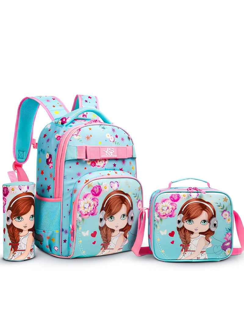 BAYBEE 3 in 1 Kids School Bag Set for Kids | Printed School Backpack Set Combo with Lunch Bag & Pencil Box Preschool Backpacks for Girls Kids Backpack Set for Girls Boys Age 3+ Years Combo Set 3 - Image 1