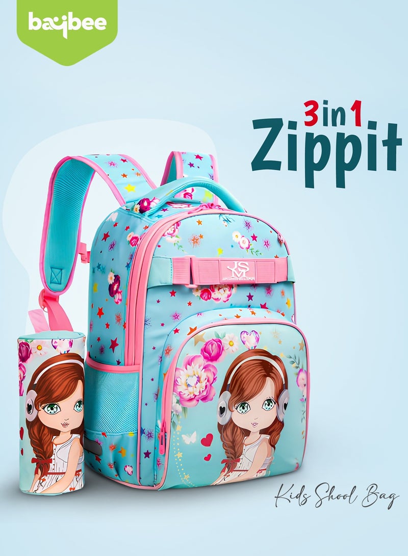 BAYBEE 3 in 1 Kids School Bag Set for Kids | Printed School Backpack Set Combo with Lunch Bag & Pencil Box Preschool Backpacks for Girls Kids Backpack Set for Girls Boys Age 3+ Years Combo Set 3 - Image 2