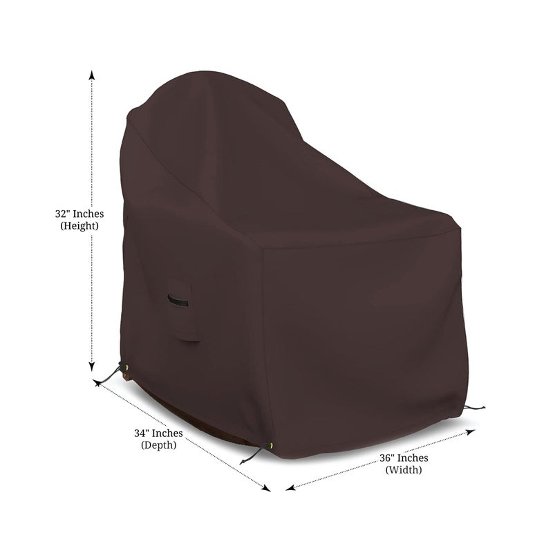 Covers & all Adirondack Chair Cover, 12 Oz Waterproof UV & Weather Resistant All Season Protector, Outdoor Furniture Cover with Air Vent & Drawstrings (36" W x 34" D x 32" H, Coffee) - Image 2
