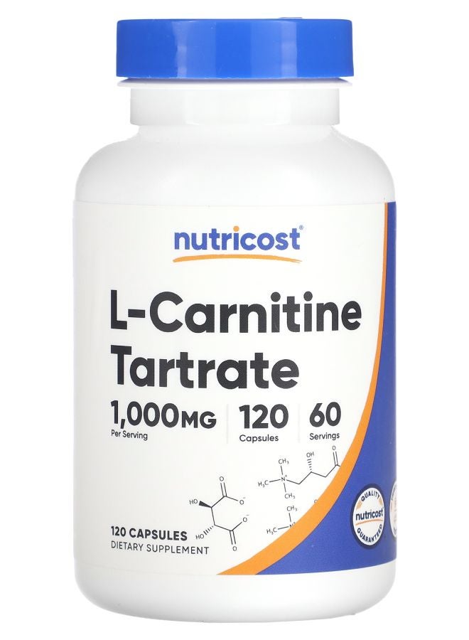 Nutricost LCarnitine Tartrate 1000 mg 120 Capsules (500 mg per Capsule)