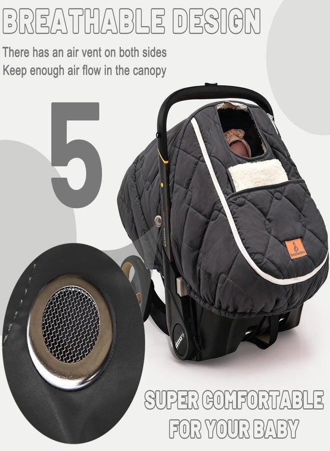 beatoutou Winter Carseat Cover for Baby,Waterproof Baby Car Seat Cover Compatible with Doona Car Seat and Stroller，Winter Infant Carseat Canopy, Keeps Babies Warm and Cozy (Black) - Image 5