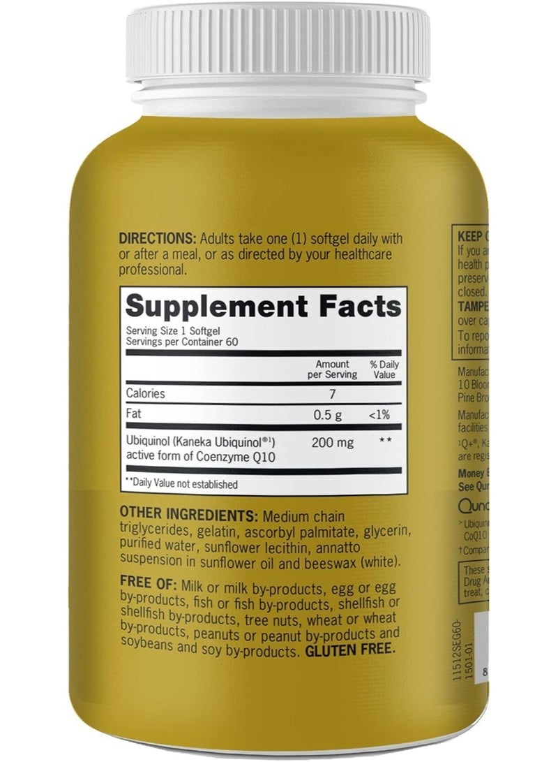 Qunol Extra Strength Ubiquinol, 200mg - 60 Softgels - Image 2