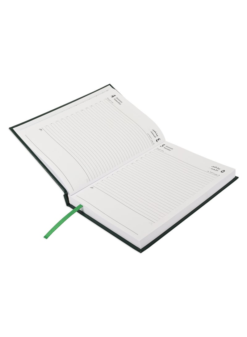 FIS A5 Diary 2025 (Arabic/English) 1 Side Padded Cover, Green - FSDI18AE25GR - Image 2