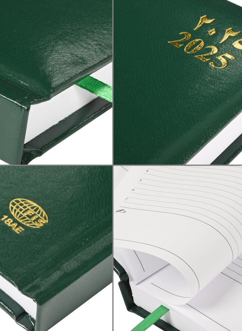 FIS A5 Diary 2025 (Arabic/English) 1 Side Padded Cover, Green - FSDI18AE25GR - Image 3
