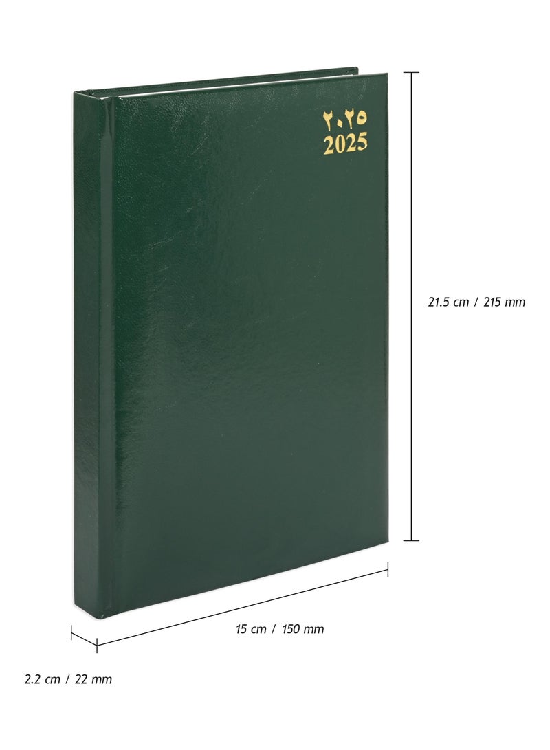 FIS A5 Diary 2025 (Arabic/English) 1 Side Padded Cover, Green - FSDI18AE25GR - Image 4