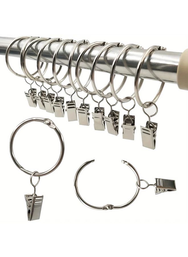 20 Pcs Heavy Duty Stainless Steel Curtain Rings With Clips Rustproof Shower and Window Curtain Hooks 1.38 Inch Inner Diameter Easy Installation Space Saving Storage For Bathroom Kitchen Drapery Hardware Durable Construction - Image 1