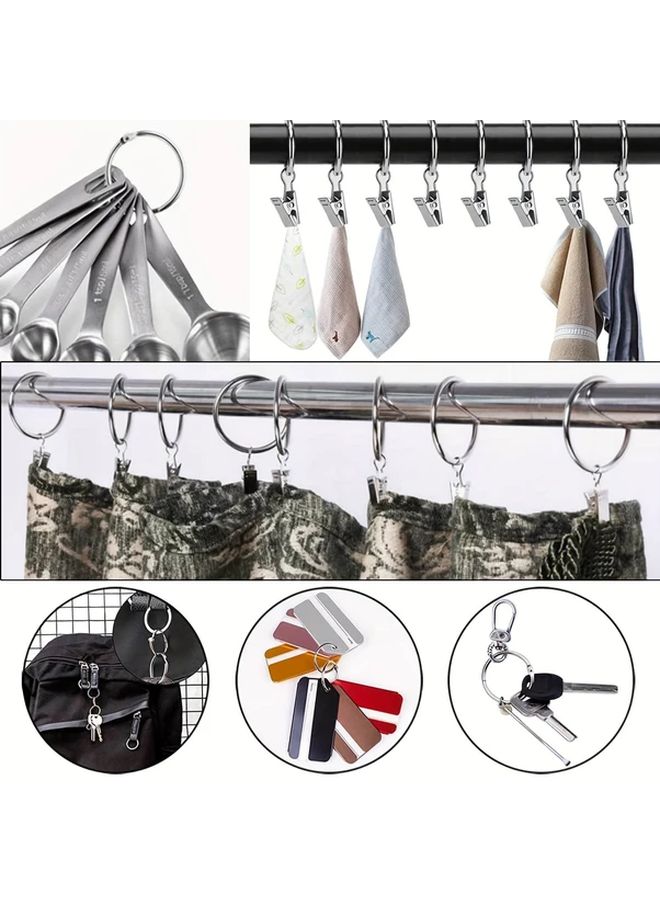 20 Pcs Heavy Duty Stainless Steel Curtain Rings With Clips Rustproof Shower and Window Curtain Hooks 1.38 Inch Inner Diameter Easy Installation Space Saving Storage For Bathroom Kitchen Drapery Hardware Durable Construction - Image 3