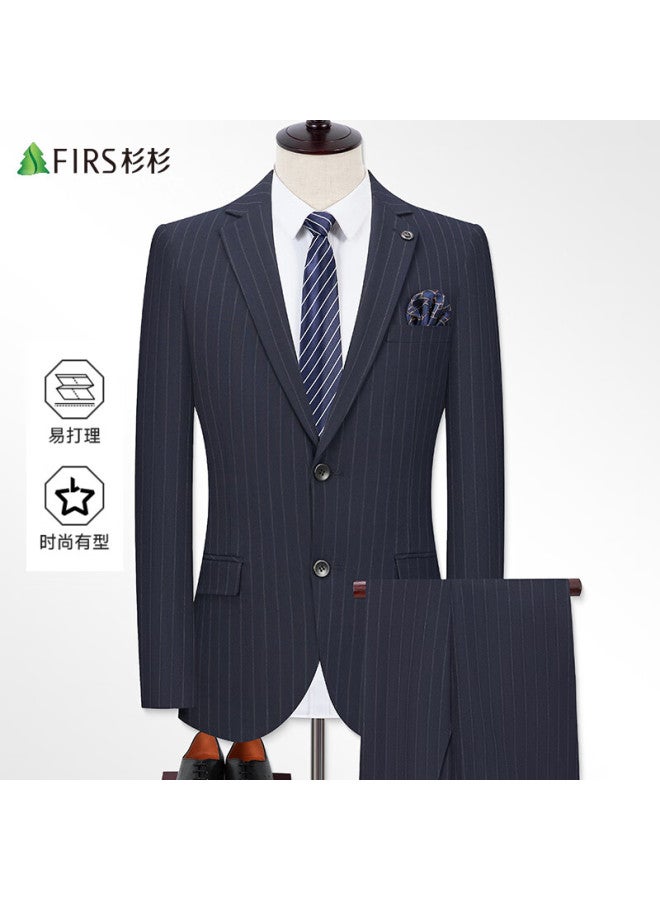 Firs Men'S Slim Fit Professional Suit Set Business Casual Striped Groom Wedding Suit Men'S Formal Suit - Image 2